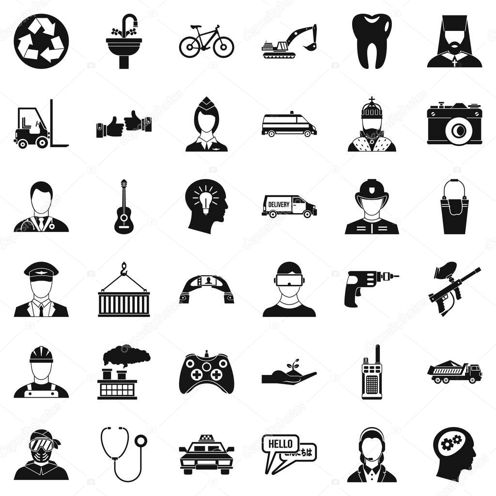 Joystick icons set, simple style