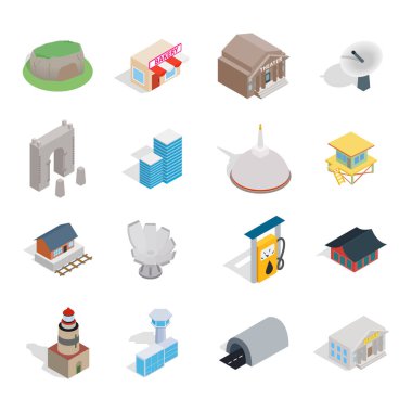 Bina simge seti, izometrik stili