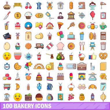 100 ekmek simgeler ayarla, tarzı çizgi film