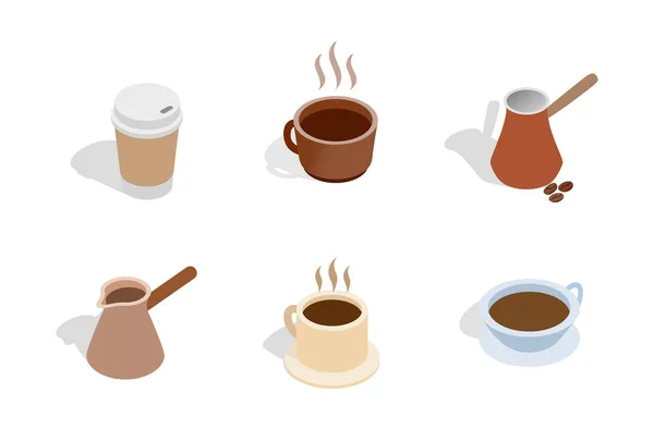 Coffee icon set, isometric style — Stock Vector