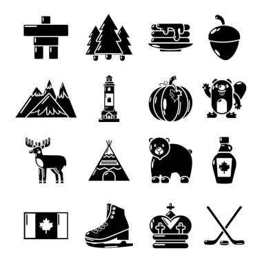 Kanada seyahat Icons set, basit tarzı
