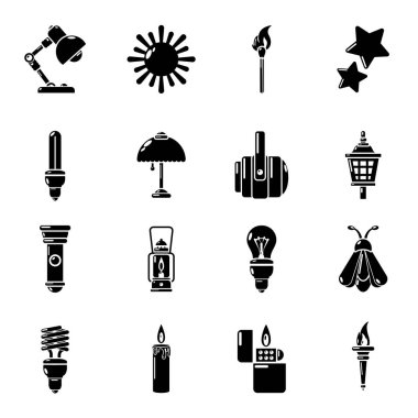 Işık kaynağı Icons set, basit tarzı