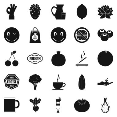 Vejetaryen kafe Icons set, basit tarzı