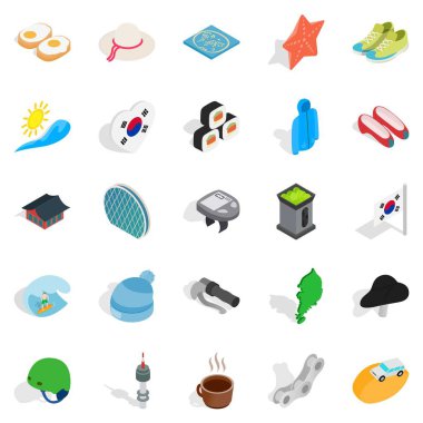 Hayat pozisyon Icons set, izometrik stili