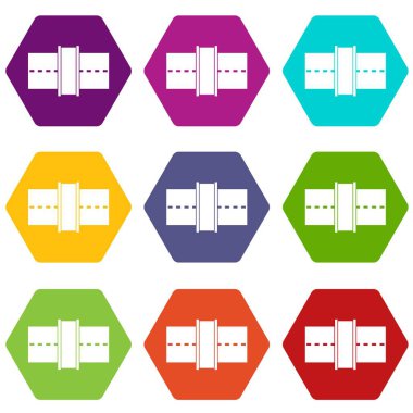 Renk altı yüzlü yol Icon set