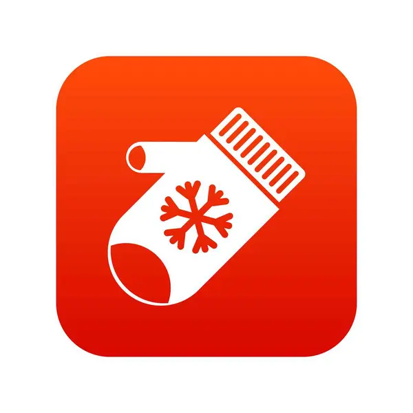 Mitten with snowflake icon digital red — Stock Vector