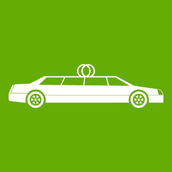 Ícone de decoração de carro de casamento verde — Vetor de Stock