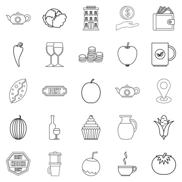 Continental Kahvaltı Icons set, anahat stili