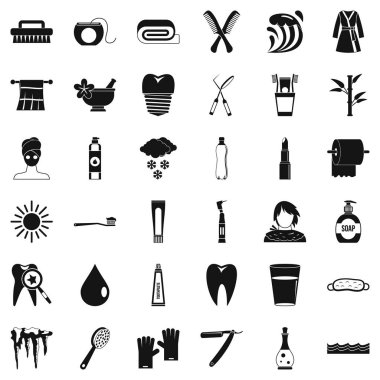 Diş macunu Icons set, basit tarzı