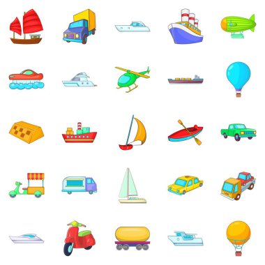 Açık dünya Icons set, karikatür tarzı