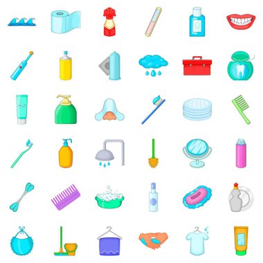 Diş macunu Icons set, karikatür tarzı