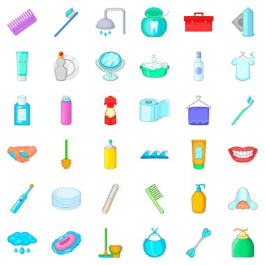 Icons set yıkama, karikatür tarzı