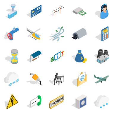 Havacılık Icons set, izometrik stili