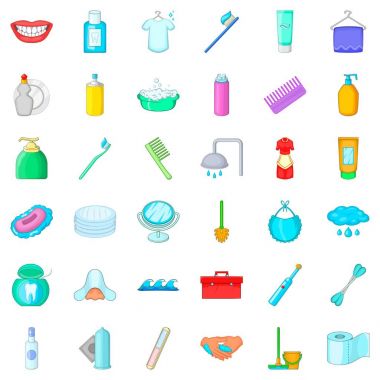 Temizlik simge seti, karikatür tarzı