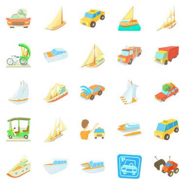 Araba Icons set, karikatür tarzı yakalamak