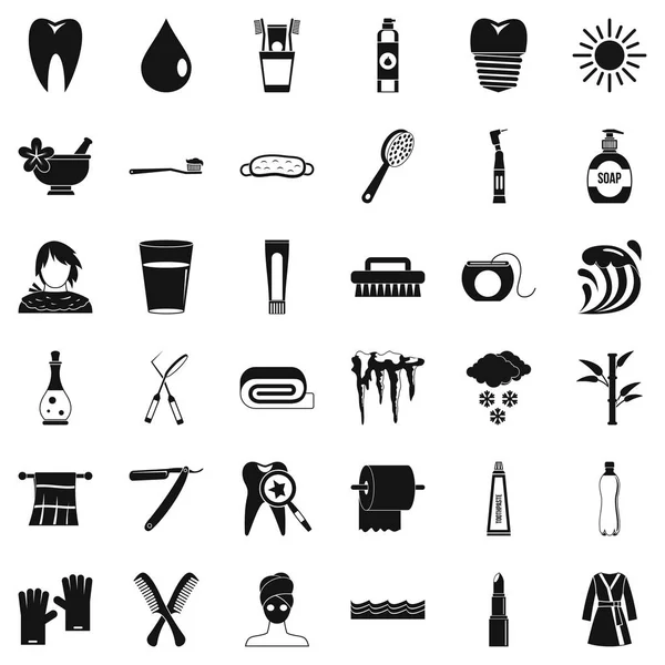 Tand iconen set, eenvoudige stijl — Stockvector