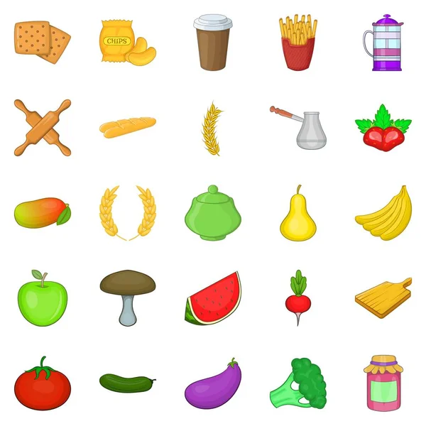 Conjunto de iconos de dieta vegetal, estilo de dibujos animados — Vector de stock