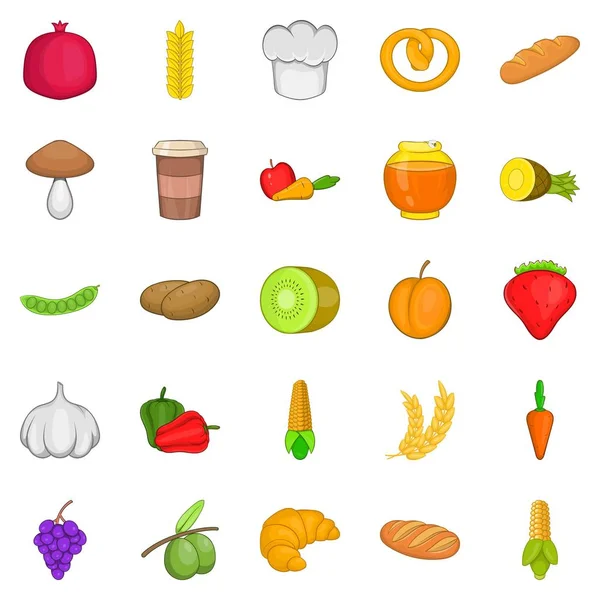 Vegan matställe ikoner set, tecknad stil — Stock vektor