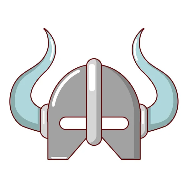 Icono del casco vikingo, estilo de dibujos animados — Vector de stock