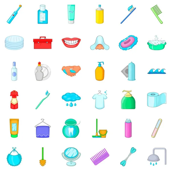 Set de iconos de higiene, estilo de dibujos animados — Vector de stock