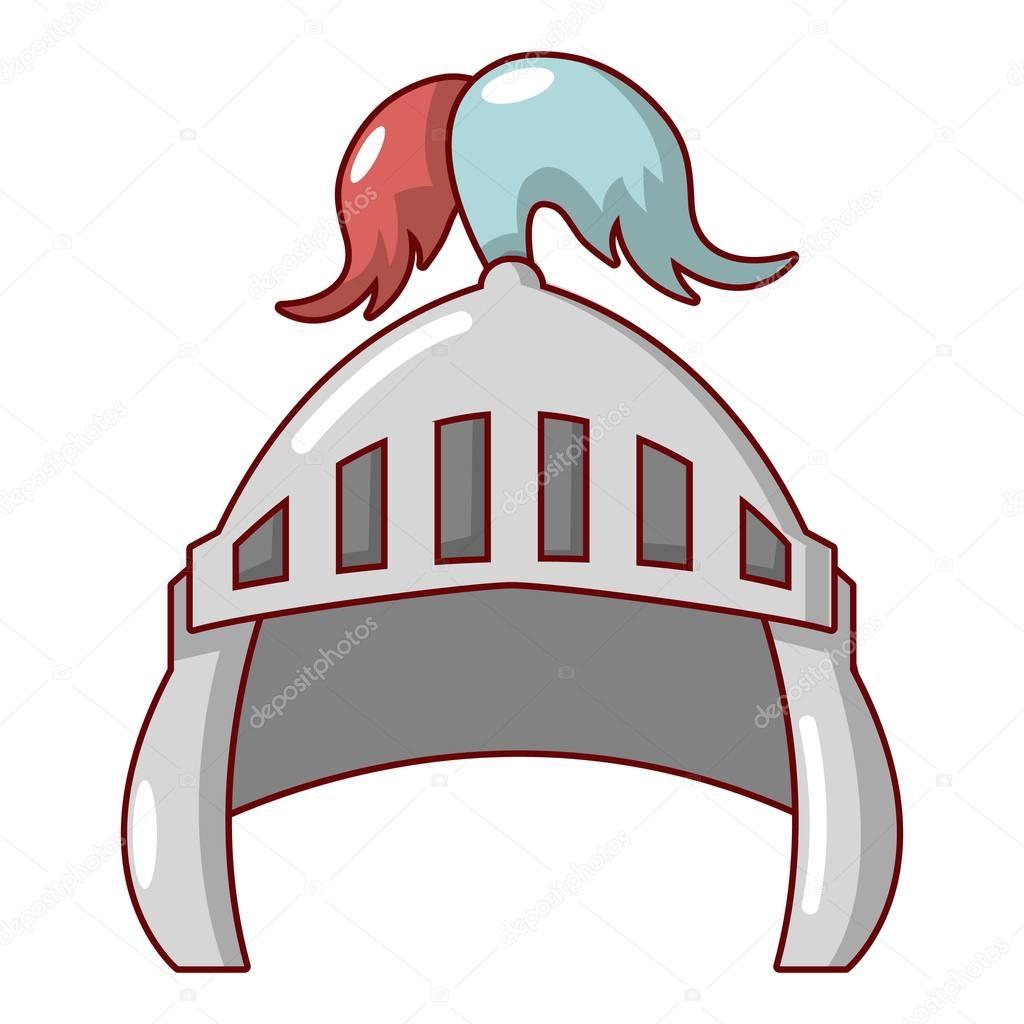 Knight helmet security icon, cartoon style