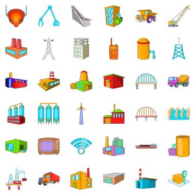 Sanayi Icons set, karikatür tarzı