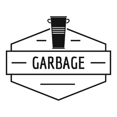 Bin çöp logosu, basit siyah stil