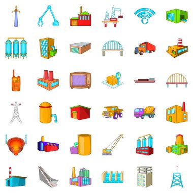 Fabrika Icons set, karikatür tarzı