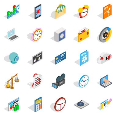 Yayın Icons set, izometrik stili