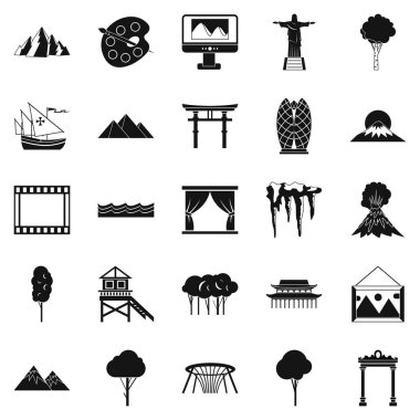 Harika bir manzara Icons set, basit tarzı