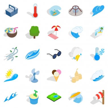 Günün geri kalan Icons set, izometrik stili