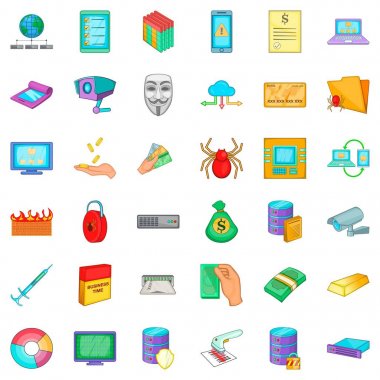 Güvenlik kalkanı Icons set, karikatür tarzı