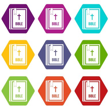 Renk altı yüzlü İncil Icon set