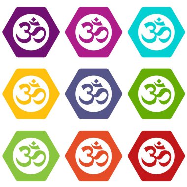 Renk altı yüzlü sembolü Aum Icon set