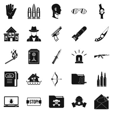 Rahatsızlık Icons set, basit tarzı