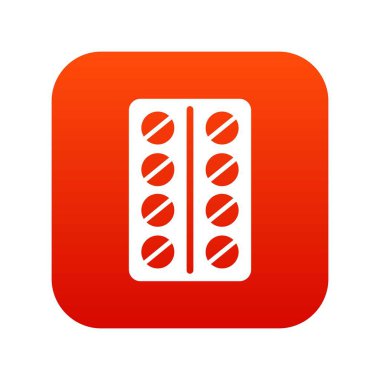 Vakumlu Ambalaj simgesi dijital kırmızı yuvarlak hapları