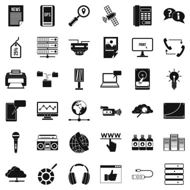 Bulut depolama Icons set, basit tarzı