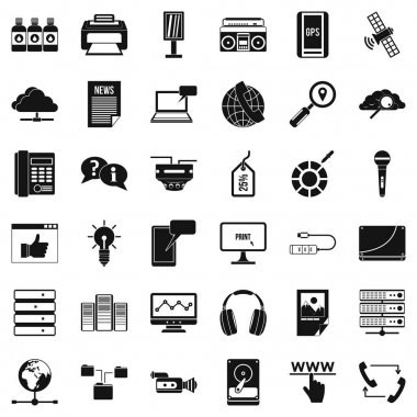 Site bilgi Icons set, basit tarzı