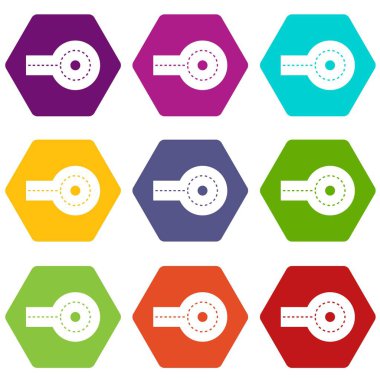 Renk altı yüzlü dairesel çıkmaz Icon set