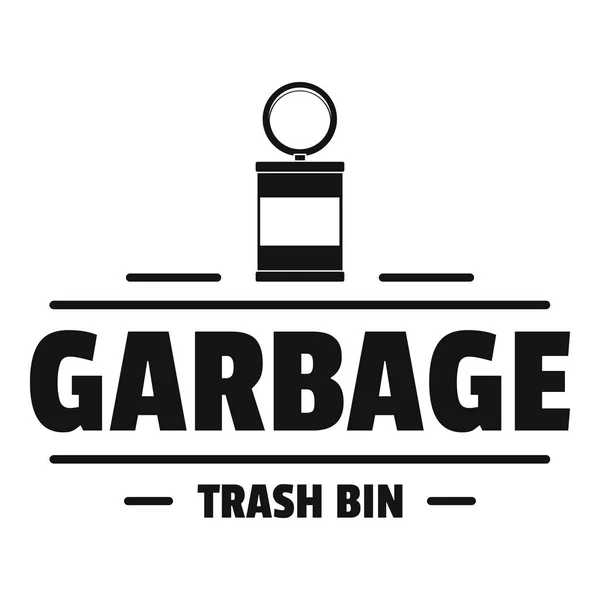 Logotipo de lixo lixo lixeira, estilo preto simples — Vetor de Stock