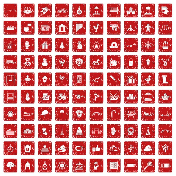 100幼儿园图标设置垃圾红色 — 图库矢量图片