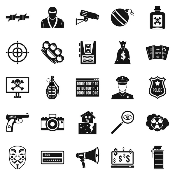 Violation icons set, simple style — Stock Vector