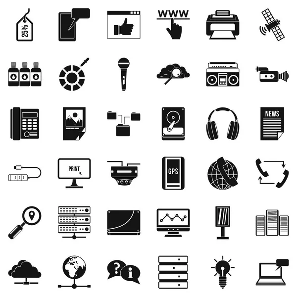 Conjunto de iconos de información en la nube, estilo simple — Vector de stock