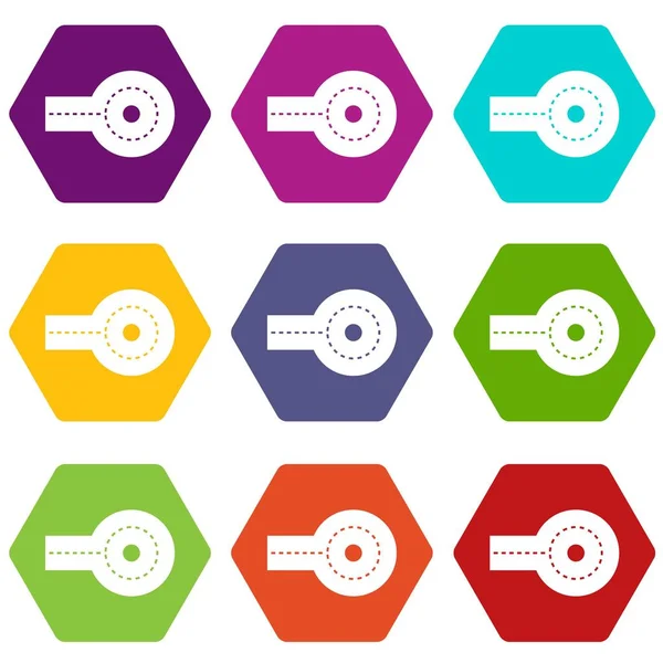 Renk altı yüzlü dairesel çıkmaz Icon set