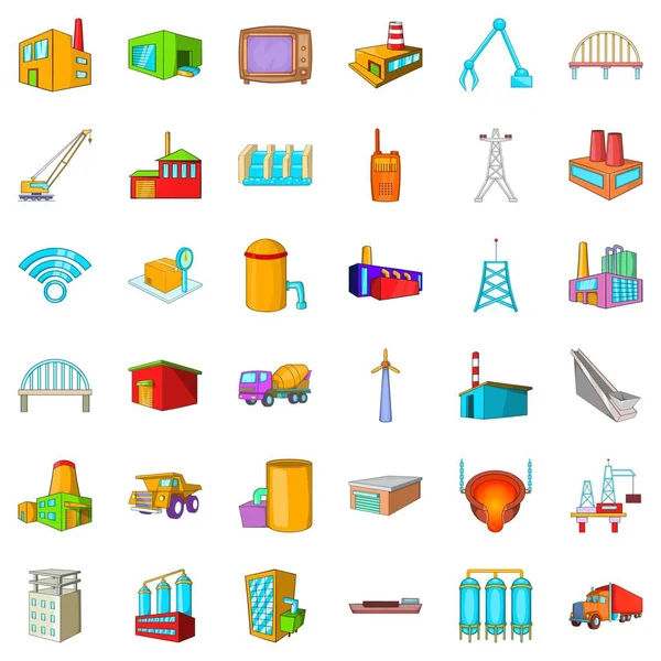 Big building icons set, cartoon style Stock Vector