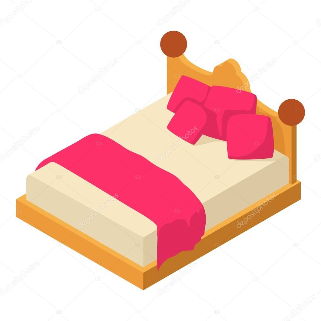 Bed icon. Isometric illustration of bed vector icon for web