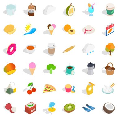 Plastik kap Icons set, izometrik stili