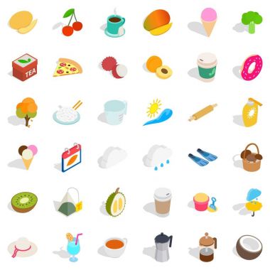 Çay kutusu Icons set, izometrik stili