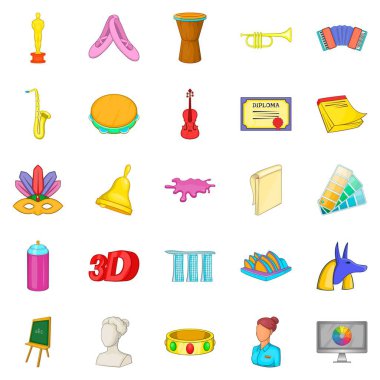 Sanat Okulu Icons set, karikatür tarzı