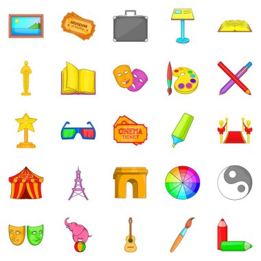 Icons set eğitim gelişmiş, karikatür tarzı